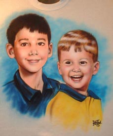 Two boys airbrush t-shirt