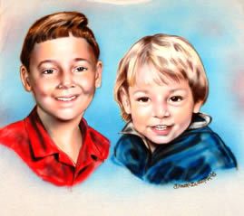 Two boys portraits airbrush t-shirt