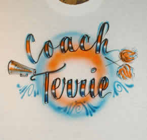 Airbrush t-shirt for cheerleader coach