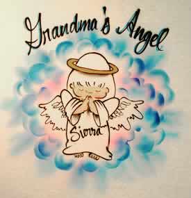 Angels design airbrush t-shirt for grandparent