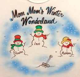 grandmas snowmen airbrush shirt
