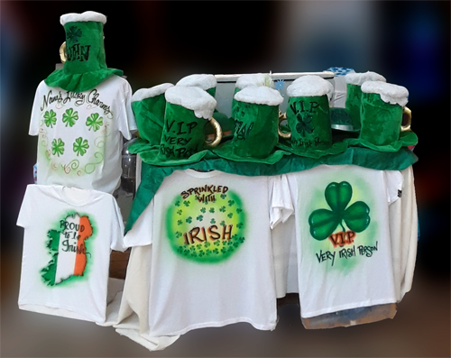 Airbrush Irish shirts and hats by Diane Burrier