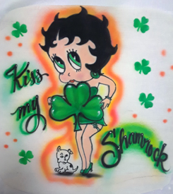 Kiss my shamrock Irish airbrush t-shirt by Diane Burrier