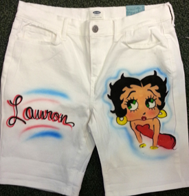 airbrush on denim shorts Betty Boop