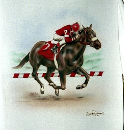 Horse and jockey airbrush t-shirt
