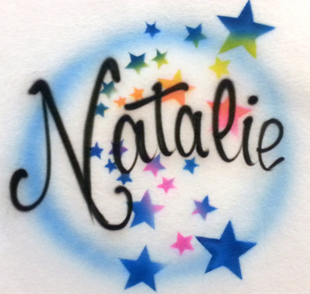Name and Stars airbrush lettering