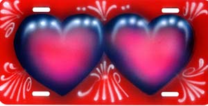 airbrush license plate hearts