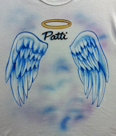 Airbrush memorial shirt angel wings