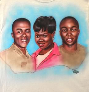 airbrush triple portrait on t-shirt