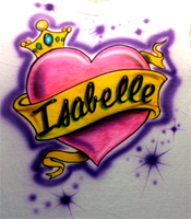 Heart with name and princess crown airbrush t-shirt