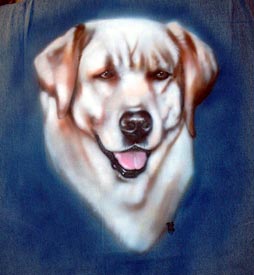 dog portrait on denim jacket